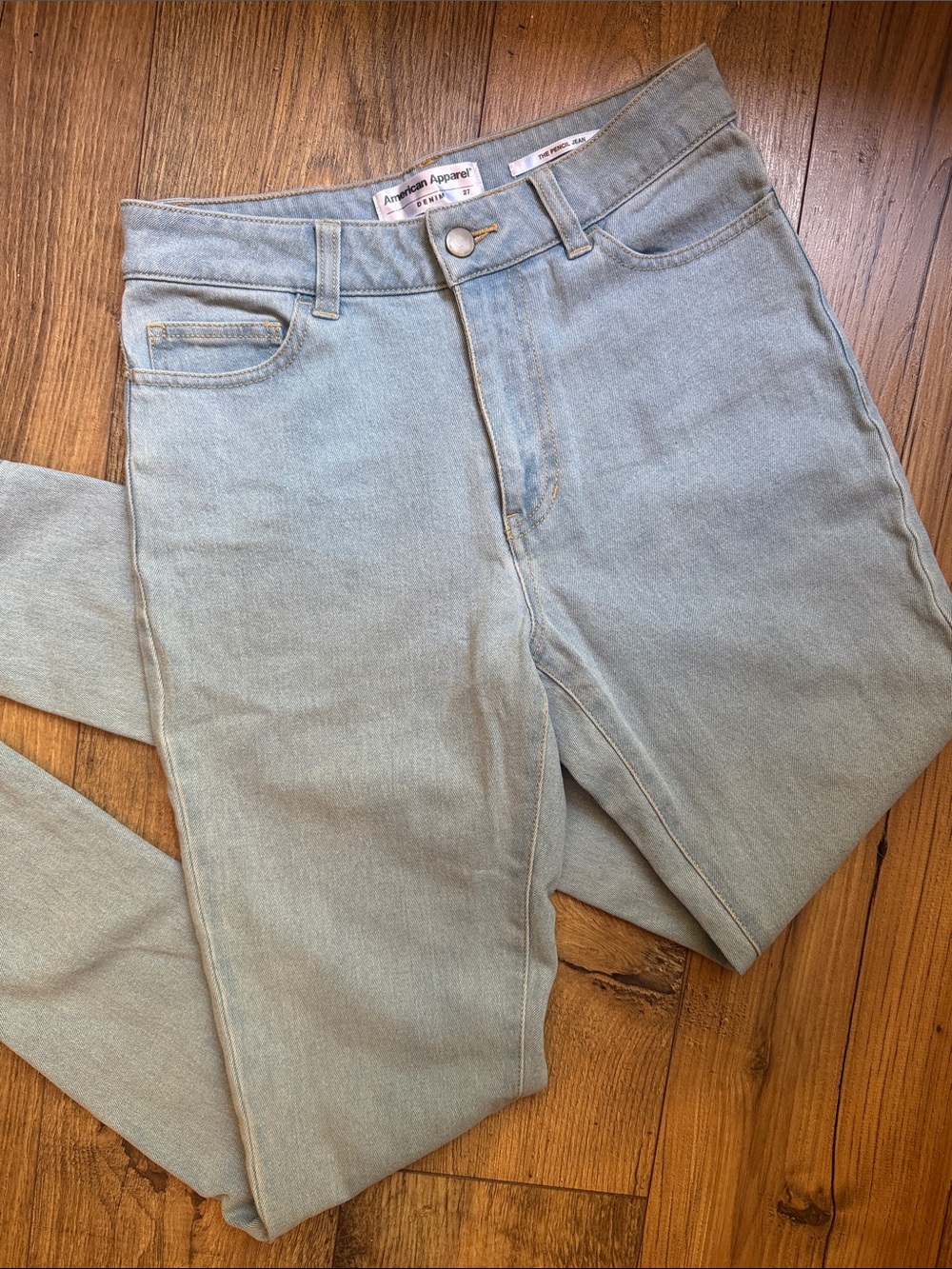 American Apparel Pale Blue High-Waist Jeans